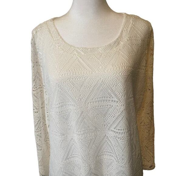 Skye's the Limit Long Sleeve White Lace Blouse Size Large - Picture 1 of 5